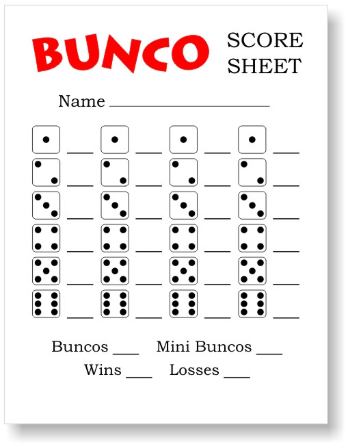 Bunco Score Sheets Printable Free